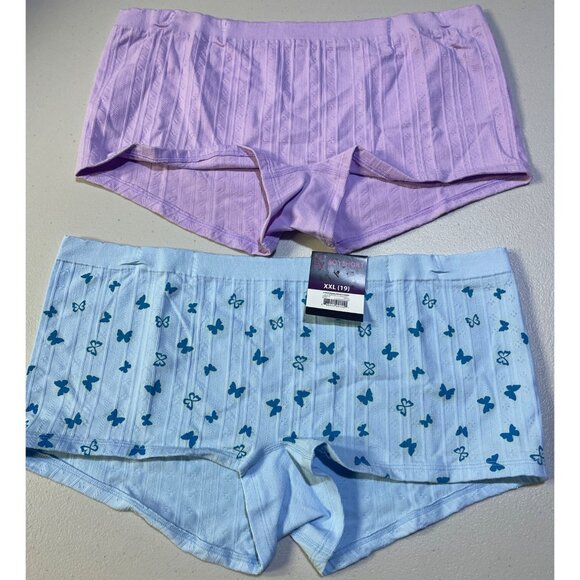 No Boundaries 2 Pack Seamless BOYSHORTS Underwear XXL Blue Butterfly & Lavender - Picture 1 of 7